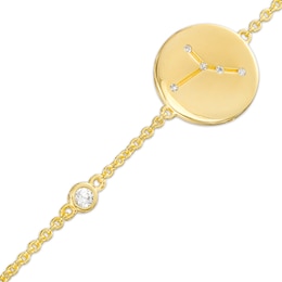 White Lab-Created Sapphire Cancer Constellation Disc Bracelet in Sterling Silver with 18K Gold Plate - 8"