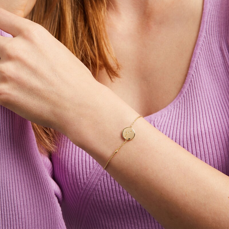 Main Image 2 of White Lab-Created Sapphire Cancer Constellation Disc Bracelet in Sterling Silver with 18K Gold Plate - 8"