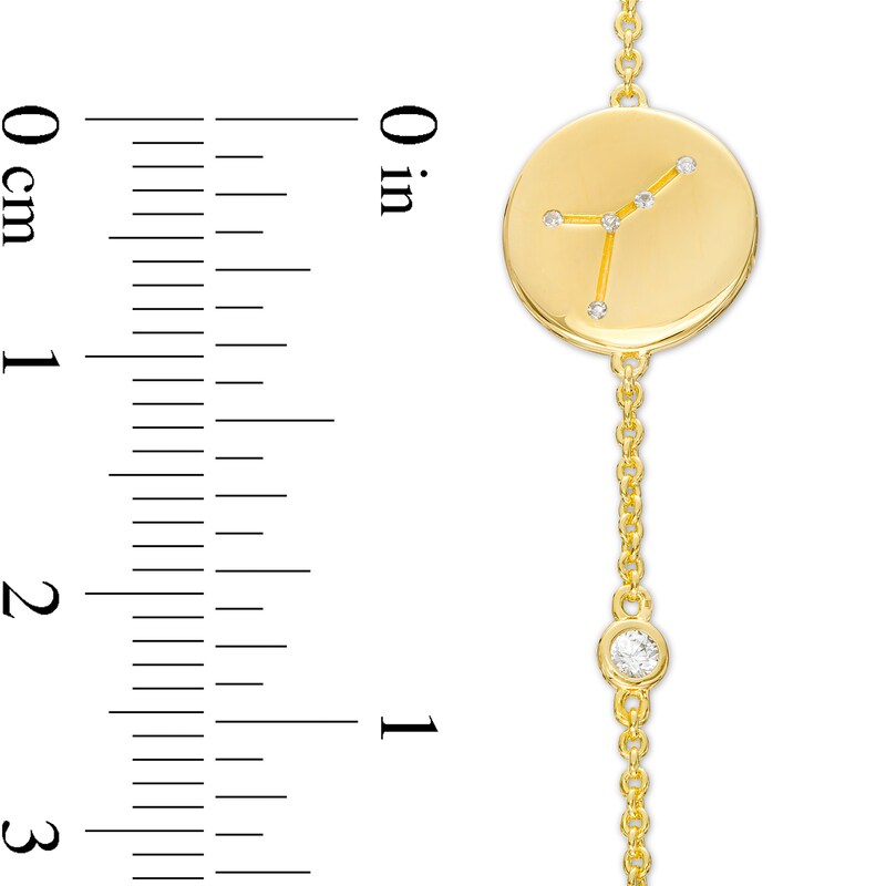 Main Image 4 of White Lab-Created Sapphire Cancer Constellation Disc Bracelet in Sterling Silver with 18K Gold Plate - 8"