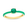 Thumbnail Image 0 of 5.0mm Lab-Created Emerald Green Enamel Ring in Sterling Silver with 18K Gold Plate - Size 7