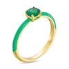 Thumbnail Image 2 of 5.0mm Lab-Created Emerald Green Enamel Ring in Sterling Silver with 18K Gold Plate - Size 7
