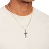 Thumbnail Image 2 of Men's Black Enamel Cross Pendant in 10K Gold – 22"
