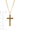 Thumbnail Image 3 of Men's Black Enamel Cross Pendant in 10K Gold – 22"