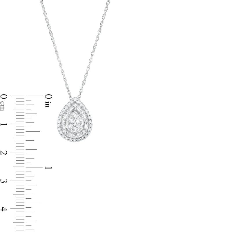 Main Image 3 of 1/2 CT. T.W. Pear-Shaped Multi-Diamond Double Frame Pendant in 10K White Gold