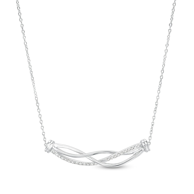 Main Image 1 of 1/5 CT. T.W. Diamond Intertwined Necklace in Sterling Silver