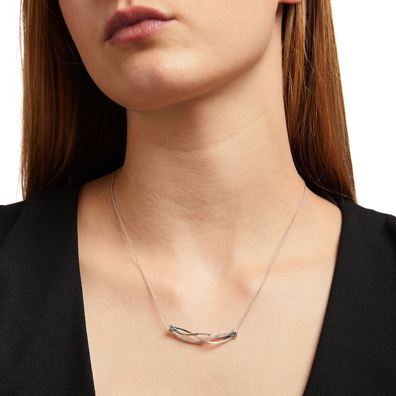 Main Image 2 of 1/5 CT. T.W. Diamond Intertwined Necklace in Sterling Silver