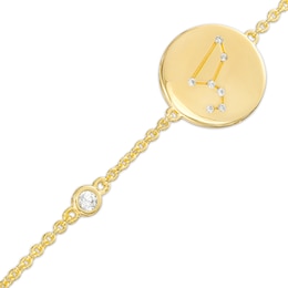 White Lab-Created Sapphire Leo Constellation Disc Bracelet in Sterling Silver with 18K Gold Plate - 8"