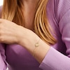 Thumbnail Image 2 of White Lab-Created Sapphire Leo Constellation Disc Bracelet in Sterling Silver with 18K Gold Plate - 8"