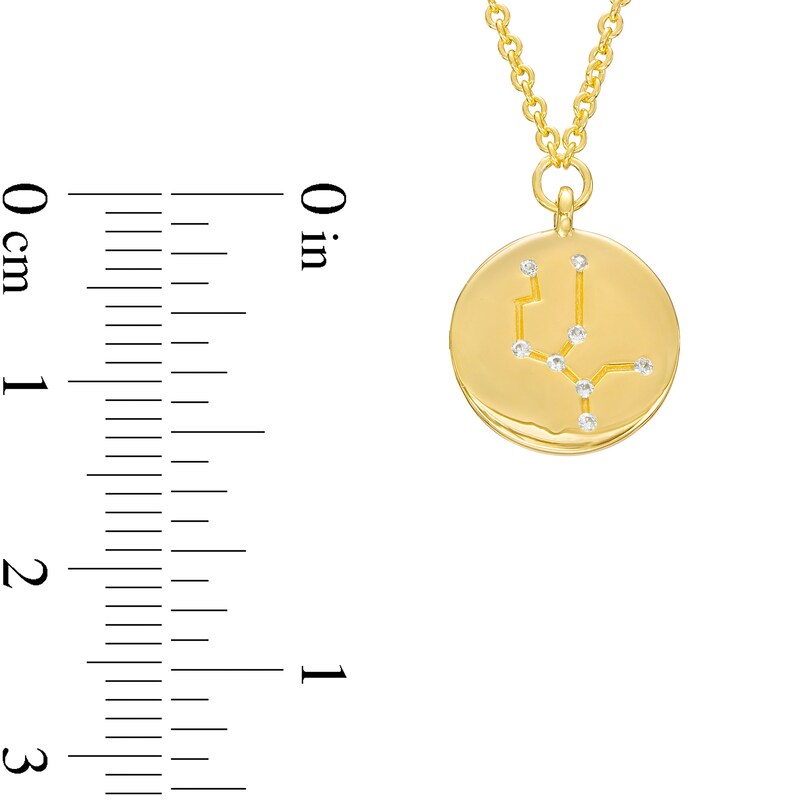 Main Image 4 of White Lab-Created Sapphire Virgo Constellation Disc Necklace in Sterling Silver with 18K Gold Plate