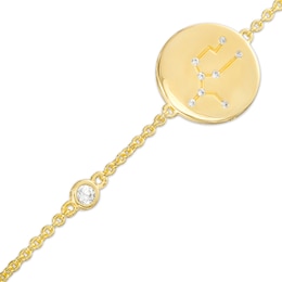 White Lab-Created Sapphire Virgo Constellation Disc Bracelet in Sterling Silver with 18K Gold Plate - 8"