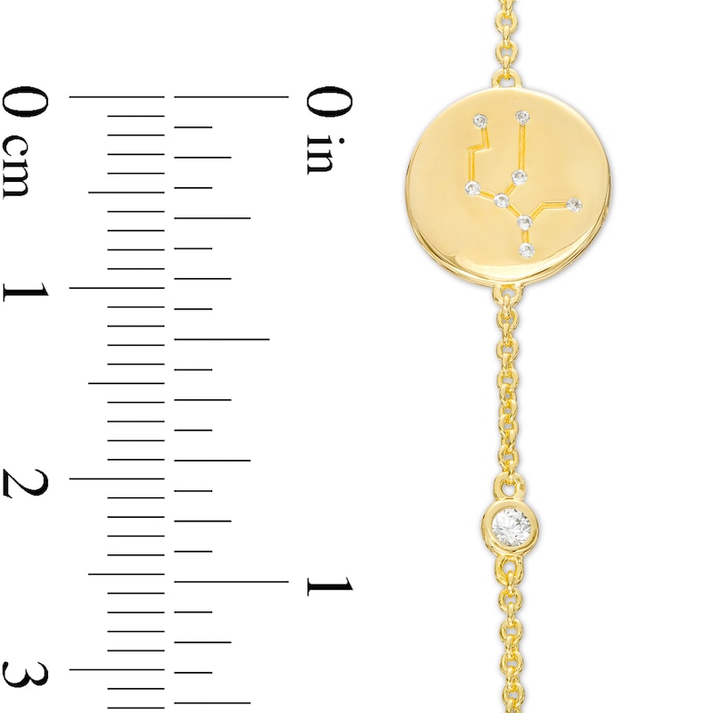 Main Image 4 of White Lab-Created Sapphire Virgo Constellation Disc Bracelet in Sterling Silver with 18K Gold Plate - 8"