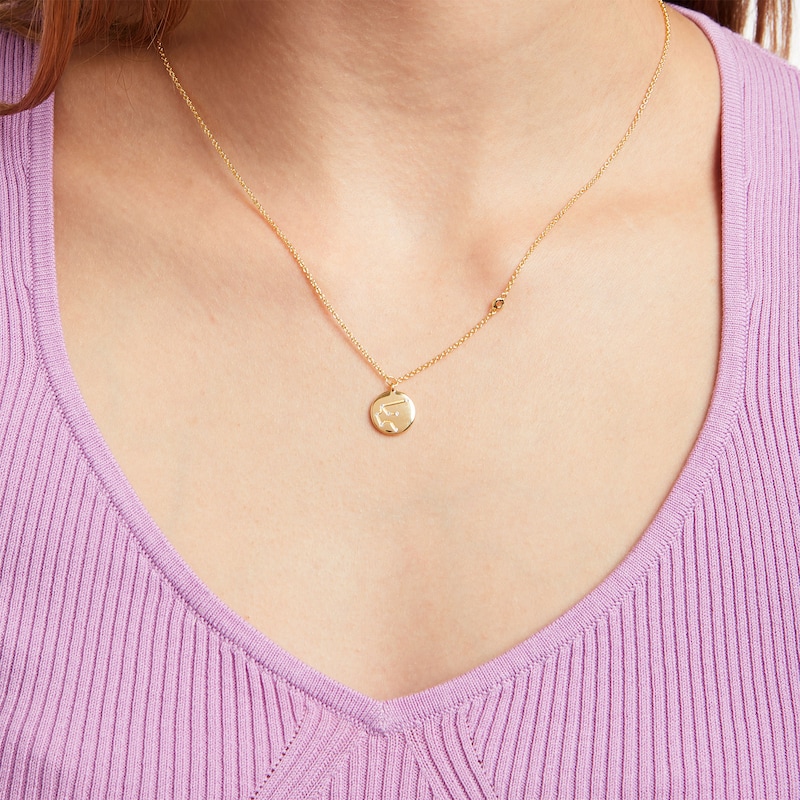 Main Image 2 of White Lab-Created Sapphire Aquarius Constellation Disc Necklace in Sterling Silver with 18K Gold Plate