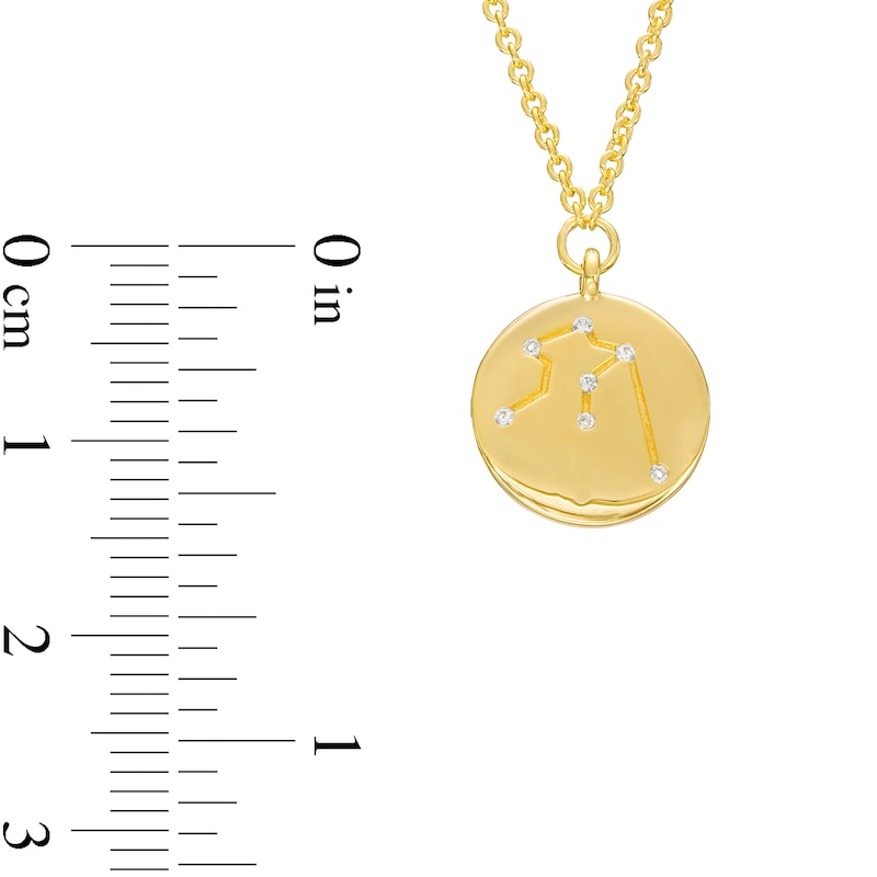 Main Image 4 of White Lab-Created Sapphire Aquarius Constellation Disc Necklace in Sterling Silver with 18K Gold Plate