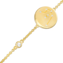 White Lab-Created Sapphire Aquarius Constellation Disc Bracelet in Sterling Silver with 18K Gold Plate - 8"