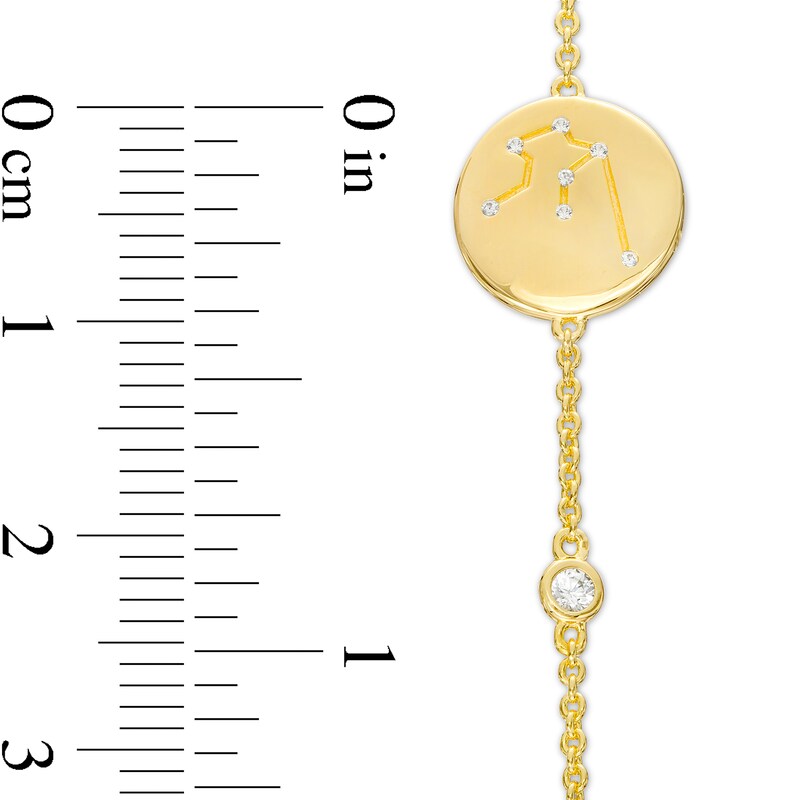 Main Image 4 of White Lab-Created Sapphire Aquarius Constellation Disc Bracelet in Sterling Silver with 18K Gold Plate - 8"
