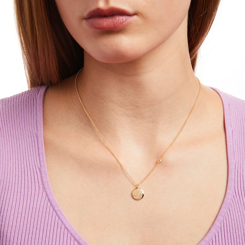Main Image 2 of White Lab-Created Sapphire Scorpio Constellation Disc Necklace in Sterling Silver with 18K Gold Plate