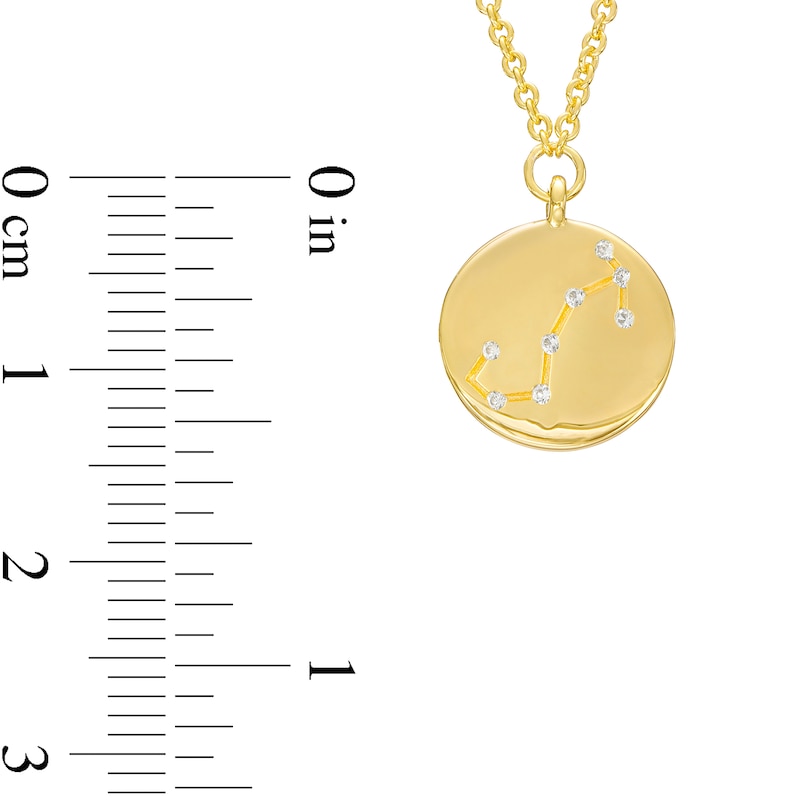 Main Image 4 of White Lab-Created Sapphire Scorpio Constellation Disc Necklace in Sterling Silver with 18K Gold Plate