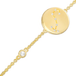 White Lab-Created Sapphire Scorpio Constellation Disc Bracelet in Sterling Silver with 18K Gold Plate - 8"
