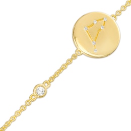 White Lab-Created Sapphire Capricorn Constellation Disc Bracelet in Sterling Silver with 18K Gold Plate - 8"