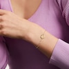 Thumbnail Image 2 of White Lab-Created Sapphire Capricorn Constellation Disc Bracelet in Sterling Silver with 18K Gold Plate - 8"