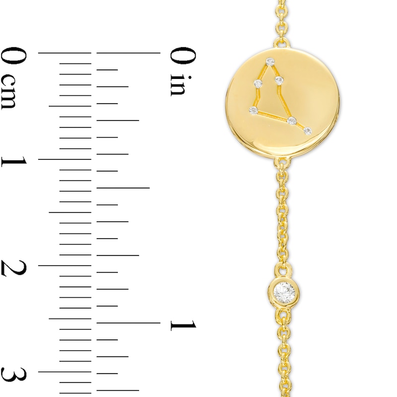 Main Image 4 of White Lab-Created Sapphire Capricorn Constellation Disc Bracelet in Sterling Silver with 18K Gold Plate - 8"