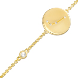White Lab-Created Sapphire Aries Constellation Disc Bracelet in Sterling Silver with 18K Gold Plate - 8"