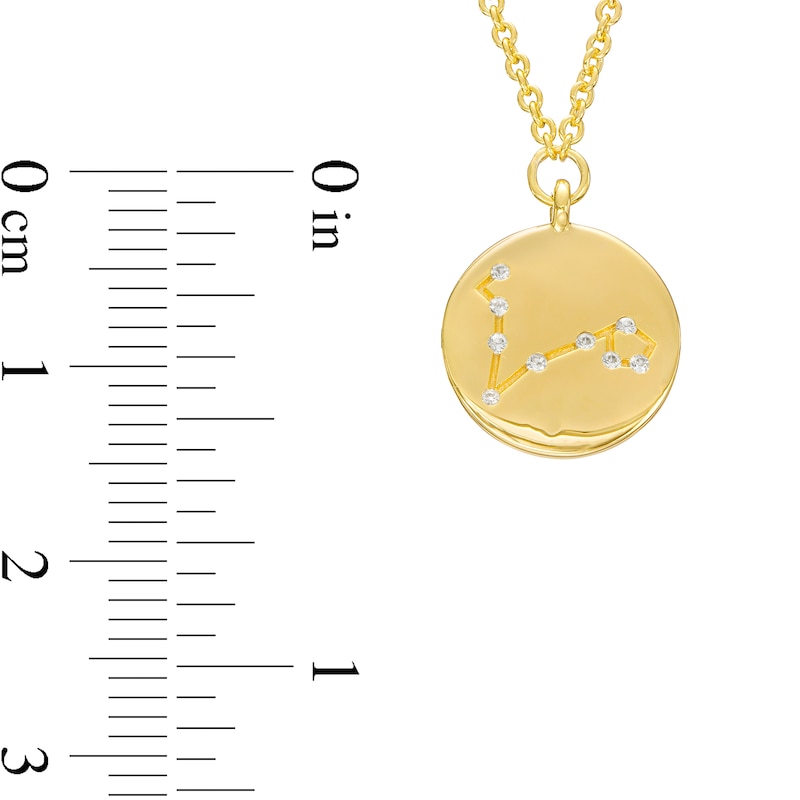 Main Image 4 of White Lab-Created Sapphire Pisces Constellation Disc Necklace in Sterling Silver with 18K Gold Plate