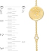 Thumbnail Image 4 of White Lab-Created Sapphire Sagittarius Constellation Disc Bracelet in Sterling Silver with 18K Gold Plate - 8"