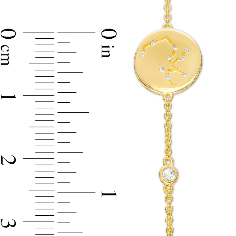 Main Image 4 of White Lab-Created Sapphire Sagittarius Constellation Disc Bracelet in Sterling Silver with 18K Gold Plate - 8"