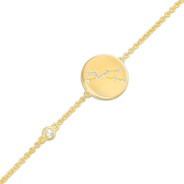 White Lab-Created Sapphire Taurus Constellation Disc Bracelet in Sterling Silver with 18K Gold Plate - 8"