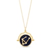 Thumbnail Image 1 of White Lab-Created Sapphire Libra Blue Enamel Flip Disc Pendant in Sterling Silver with 18K Gold Plate