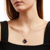 Thumbnail Image 2 of White Lab-Created Sapphire Libra Blue Enamel Flip Disc Pendant in Sterling Silver with 18K Gold Plate