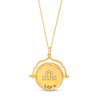 Thumbnail Image 3 of White Lab-Created Sapphire Libra Blue Enamel Flip Disc Pendant in Sterling Silver with 18K Gold Plate