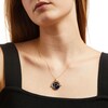 Thumbnail Image 2 of White Lab-Created Sapphire Capricorn Blue Enamel Flip Disc Pendant in Sterling Silver with 18K Gold Plate