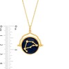 Thumbnail Image 4 of White Lab-Created Sapphire Capricorn Blue Enamel Flip Disc Pendant in Sterling Silver with 18K Gold Plate