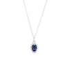 Thumbnail Image 1 of Oval Blue Sapphire and White Lab-Created Sapphire Frame Pendant in 10K White Gold