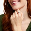 Thumbnail Image 2 of Oval Blue and White Lab-Created Sapphire Frame Ring in 10K White Gold