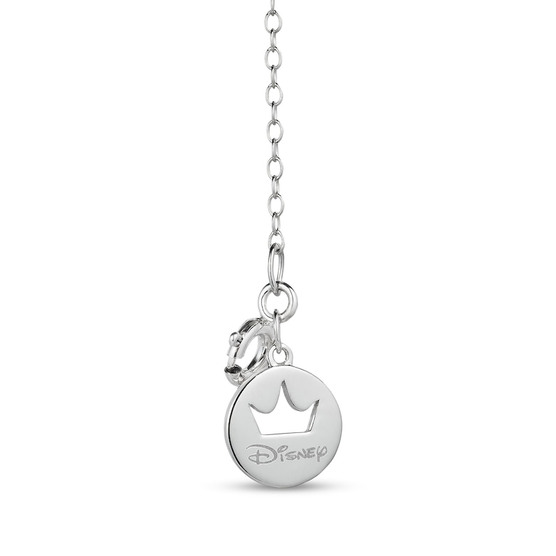 Main Image 3 of Enchanted Disney Snow White 4.0mm Heart-Shaped Garnet and 1/20 CT. T.W. Diamond Pendant in Sterling Silver with 10K Gold