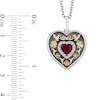 Thumbnail Image 4 of Enchanted Disney Snow White 4.0mm Heart-Shaped Garnet and 1/20 CT. T.W. Diamond Pendant in Sterling Silver with 10K Gold