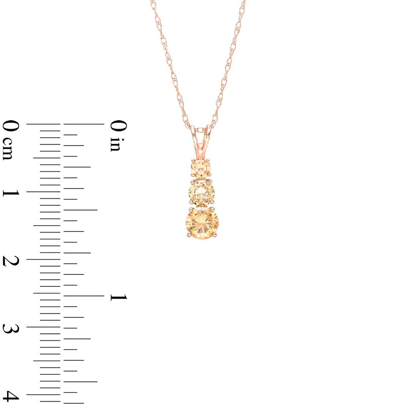 Main Image 3 of Morganite Graduated Three Stone Pendant in 10K Rose Gold