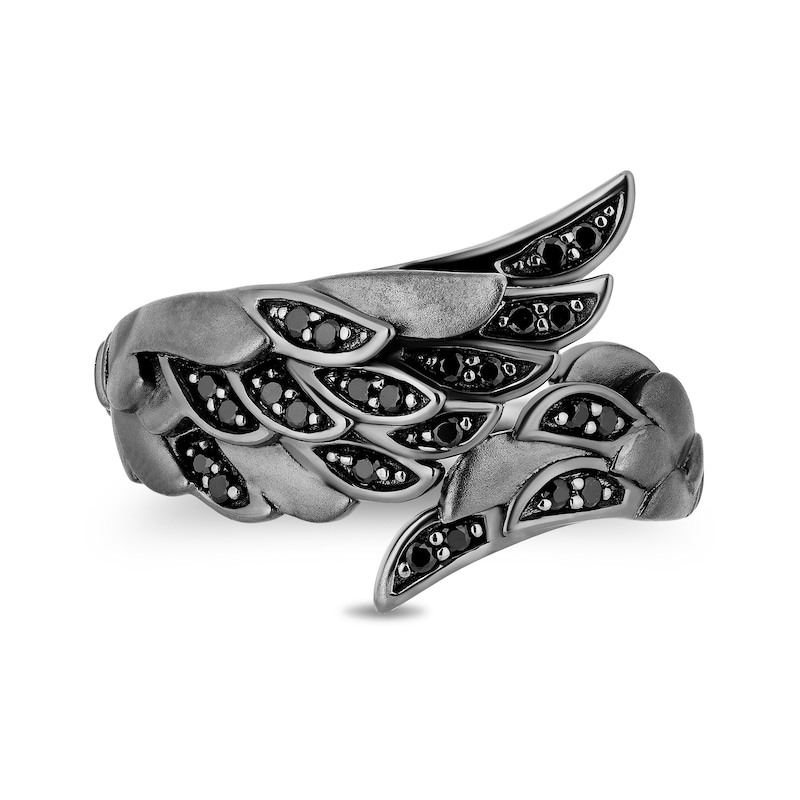 Enchanted Disney Villains Maleficent 1/5 CT. T.W. Black Diamond Wing Ring in Sterling Silver with Black Rhodium Plate
