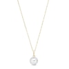 Thumbnail Image 1 of 5.0-5.5mm Freshwater Cultured Pearl and White Lab-Created Sapphire Frame Pendant in 10K Gold