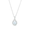 Thumbnail Image 1 of 6.0mm Aquamarine and 1/15 CT. T.W. Diamond Frame Teardrop Pendant in 10K White Gold