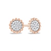 Thumbnail Image 0 of 1/8 CT. T.W. Multi-Diamond Beaded Circle Stud Earrings in 14K Rose Gold