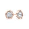 Thumbnail Image 1 of 1/8 CT. T.W. Multi-Diamond Beaded Circle Stud Earrings in 14K Rose Gold