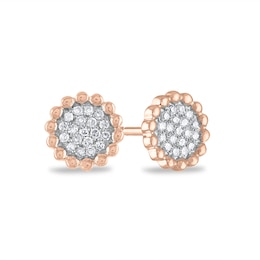 1/8 CT. T.W. Multi-Diamond Beaded Circle Stud Earrings in 14K Rose Gold