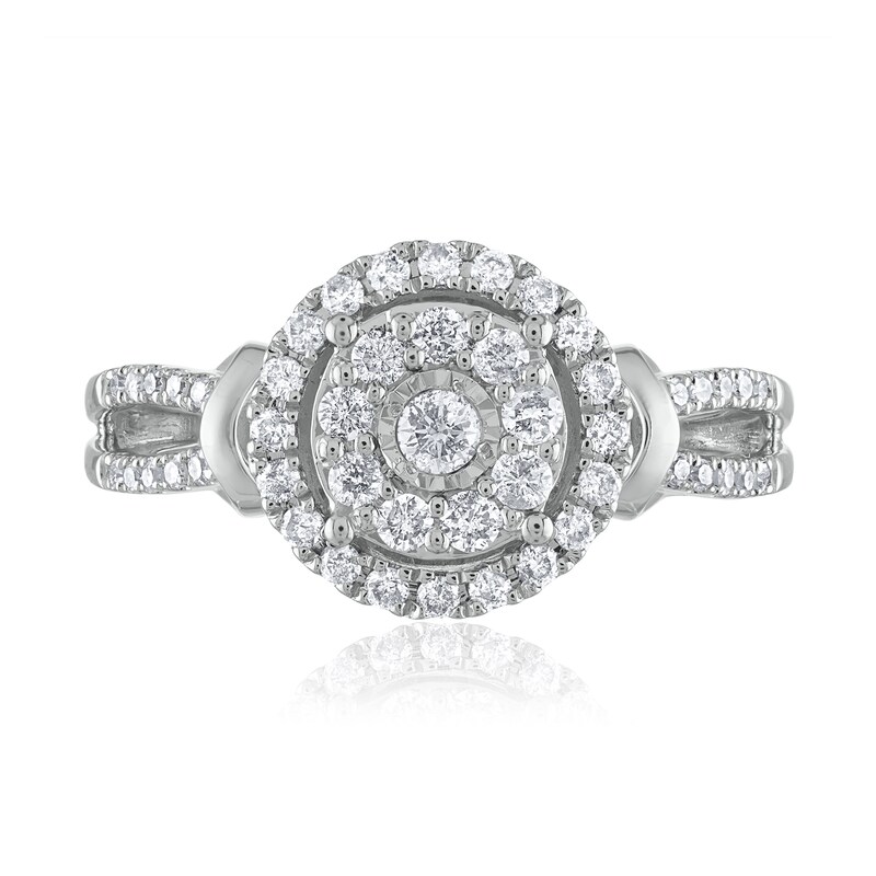 Main Image 1 of 1/2 CT. T.W. Diamond Double Frame Split Shank Ring in 10K White Gold