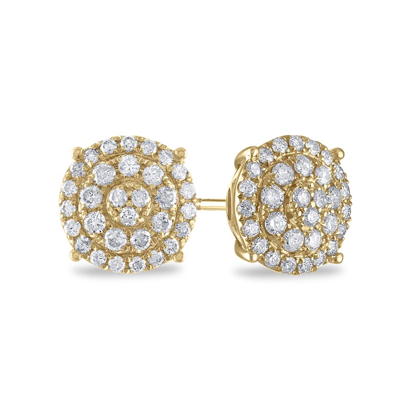 Main Image 1 of 7/8 CT. T.W. Multi-Diamond Double Frame Stud Earrings in 14K Gold