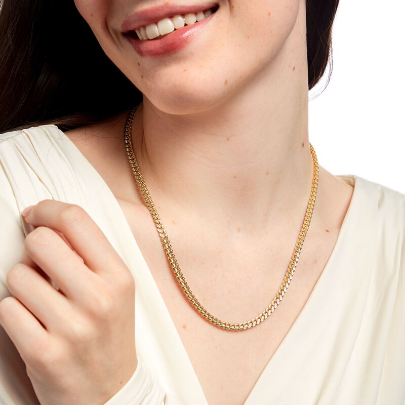 Main Image 2 of 5.0mm Diamond-Cut Cuban Curb Chain Necklace in Solid 14K Gold - 20"
