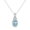 Thumbnail Image 1 of Oval Aquamarine and 1/6 CT. T.W. Diamond Frame Split Bail Pendant in 14K White Gold